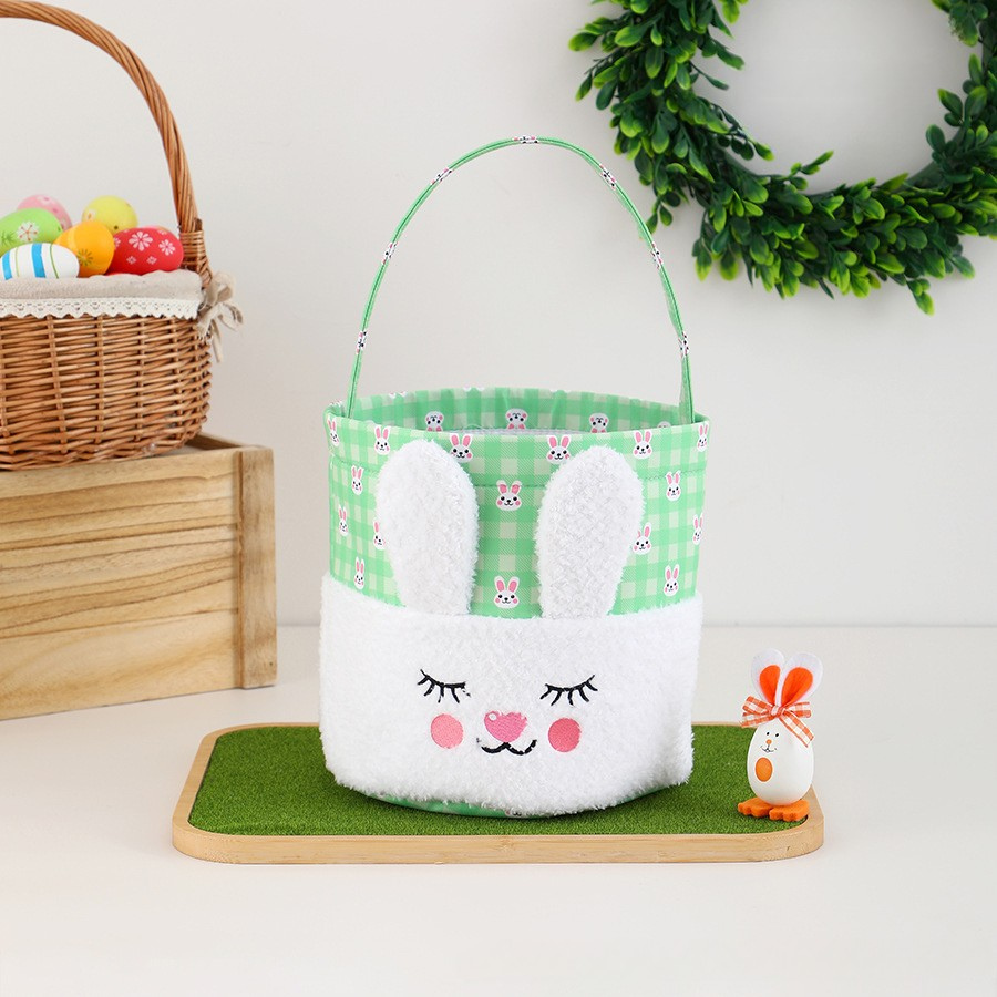 Easter Children'S Rabbit Basket Festive Rabbit Bucket Scene Layout Portable Bucket