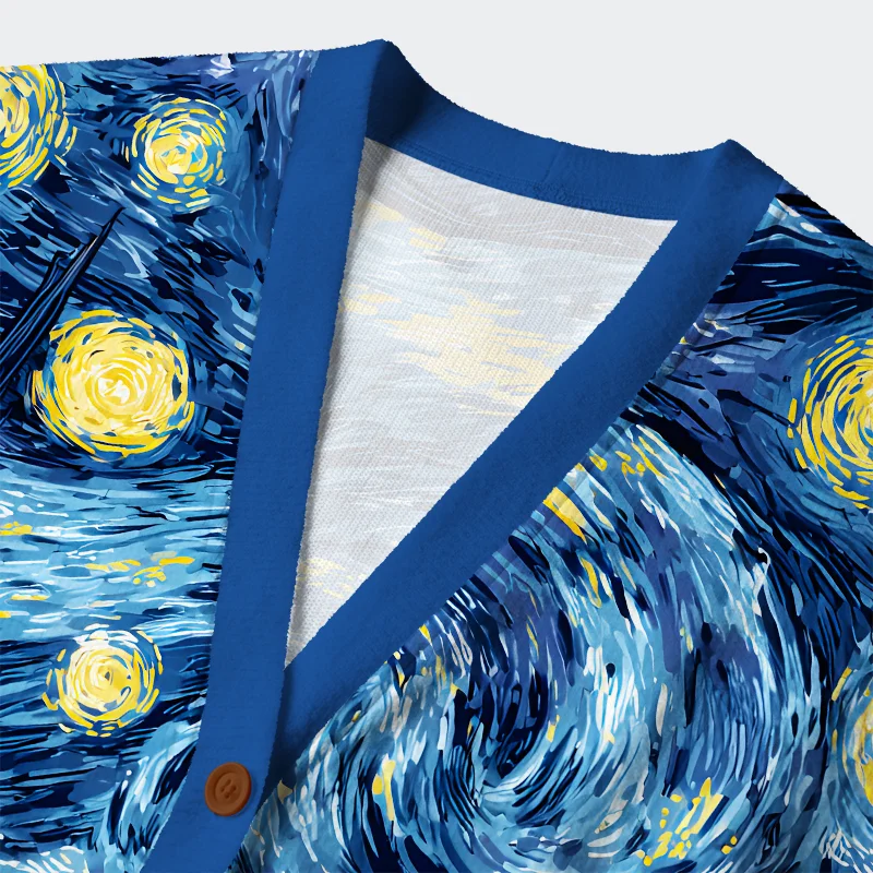 Unisex Cat Under The Stars Ugly Cardigan Sweater