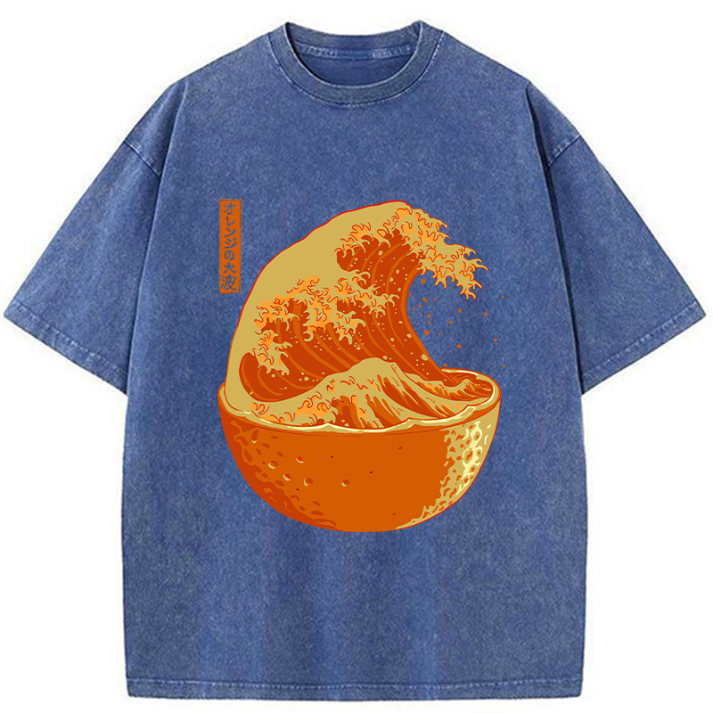 The Great Wave Off Orange Washed T-Shirt
