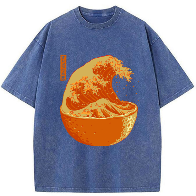 The Great Wave Off Orange Washed T-Shirt