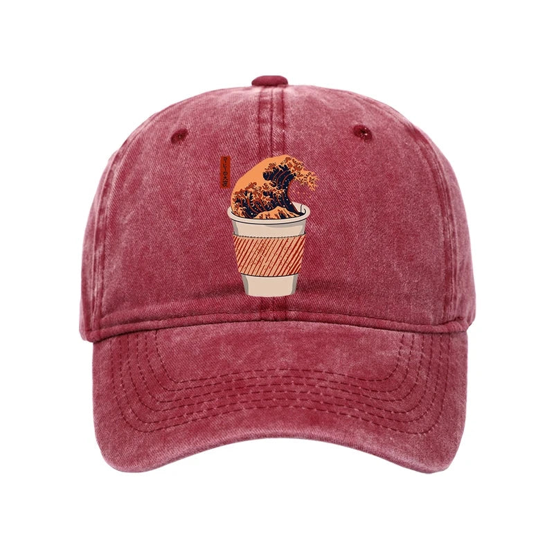  The Great Wave Coffee Washed Cap