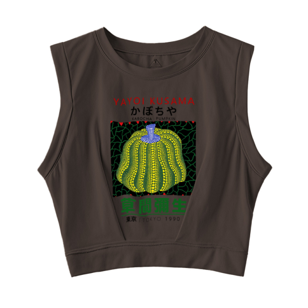  Kusama Pumpkin Vintage Wash Japanese Design Sleeveless Crop Top