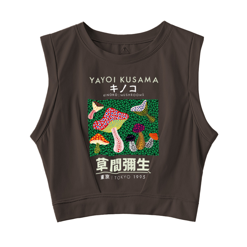  Yayoi Kusama Spotted Mushroom Vintage Sleeveless Crop Top