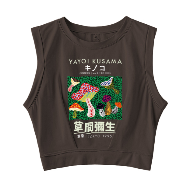  Yayoi Kusama Spotted Mushroom Vintage Sleeveless Crop Top