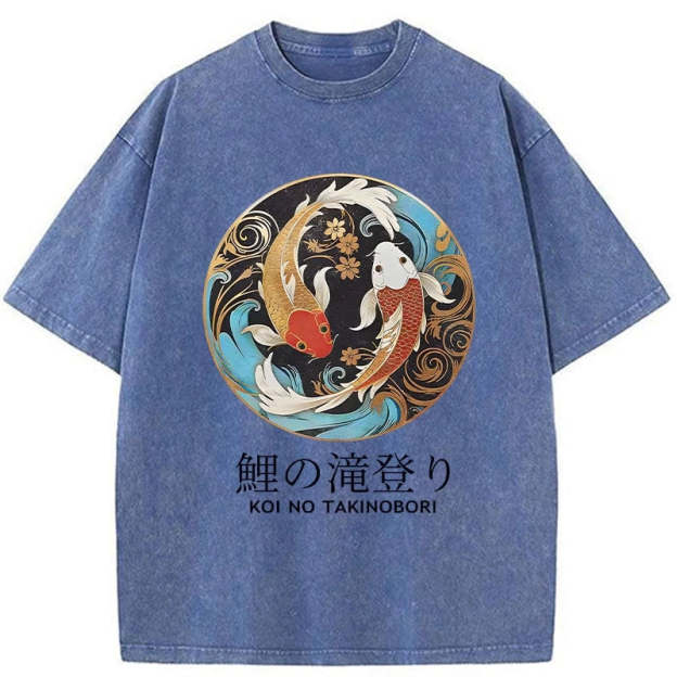 Two Koi Carps Washed T-Shirt
