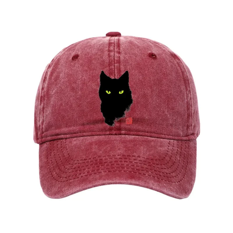 Cat Sharp Gaze Washed Cap