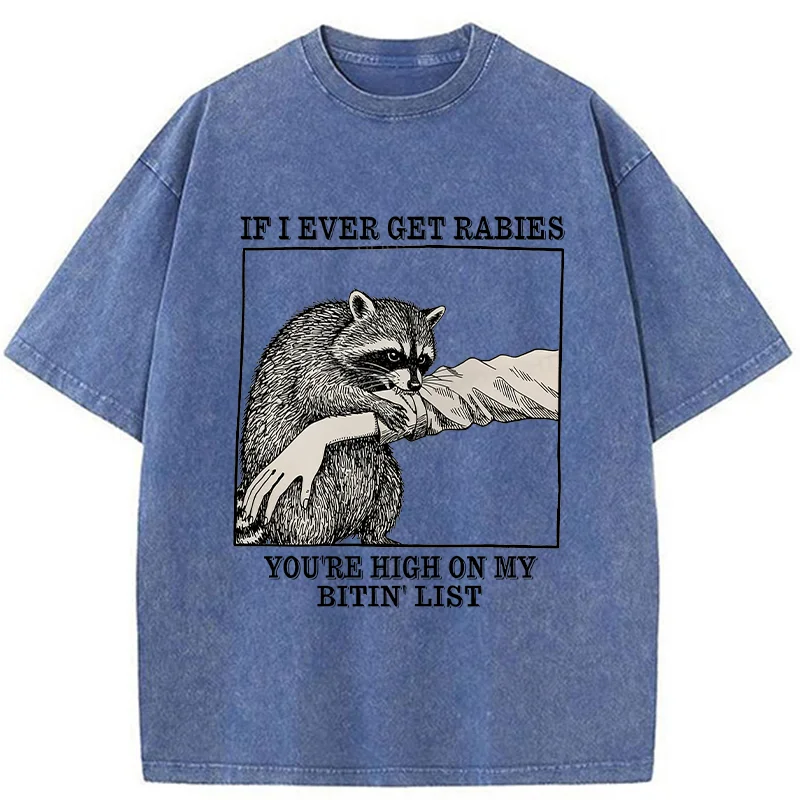 Unisex Raccoon Bites Washed T-Shirt