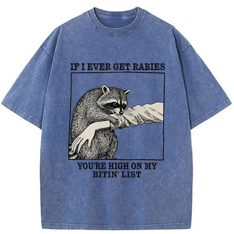 Unisex Raccoon Bites Washed T-Shirt