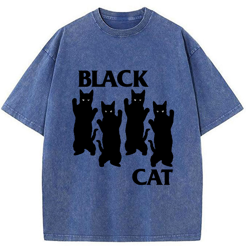 Four Black Cats Washed T-Shirt