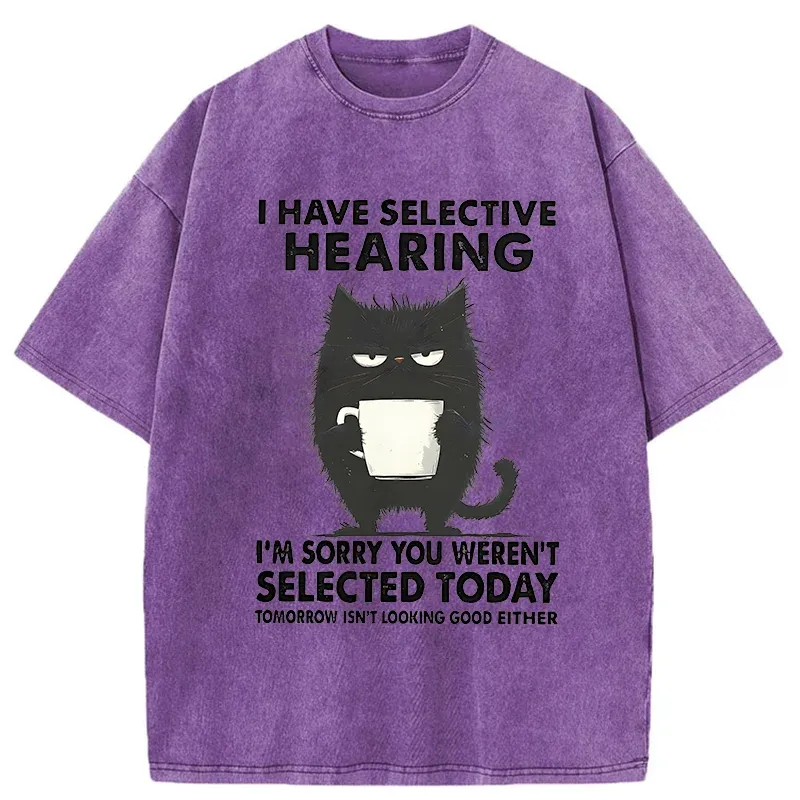 Unisex Selective Hearing Washed T-Shirt