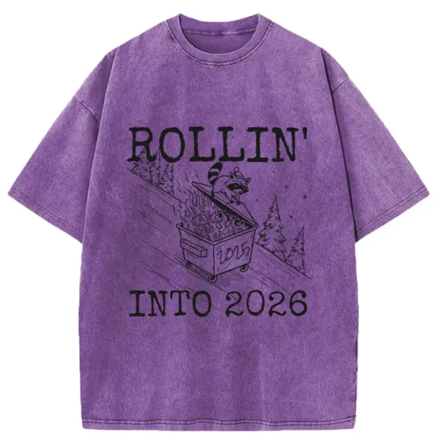 Unisex Rollin' Into 2026 Washed T-Shirt