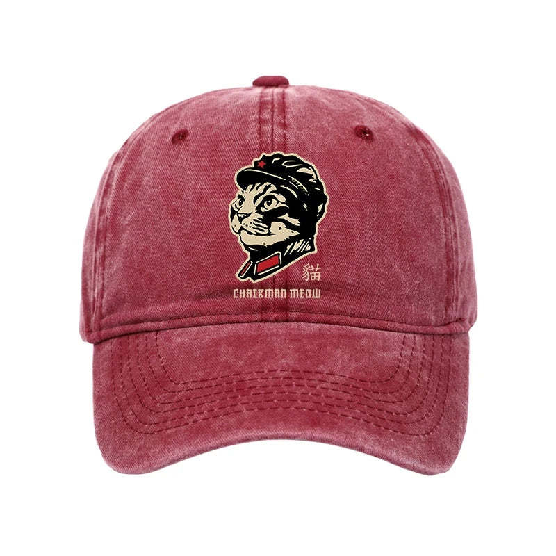 Chinese Spirit Cat Washed Cap