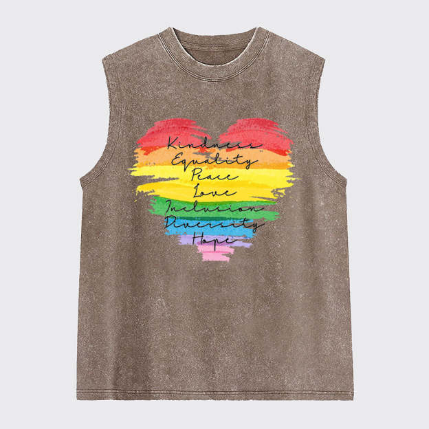 Kindness Equality Peace Love Washed Tanks