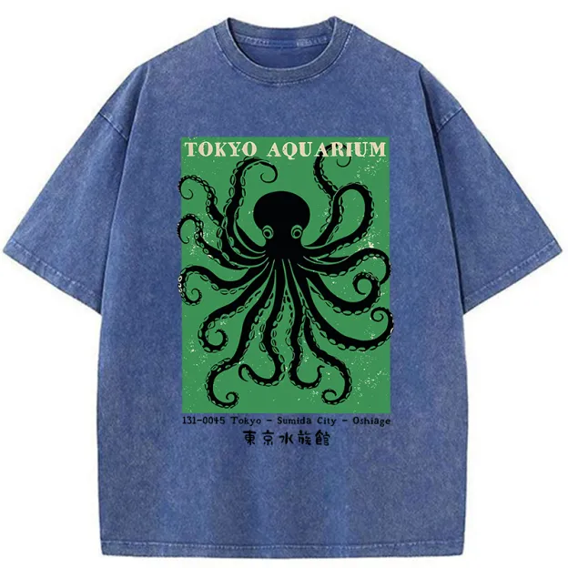 Unisex Tokyo Japanese Aquarium Washed T-Shirt