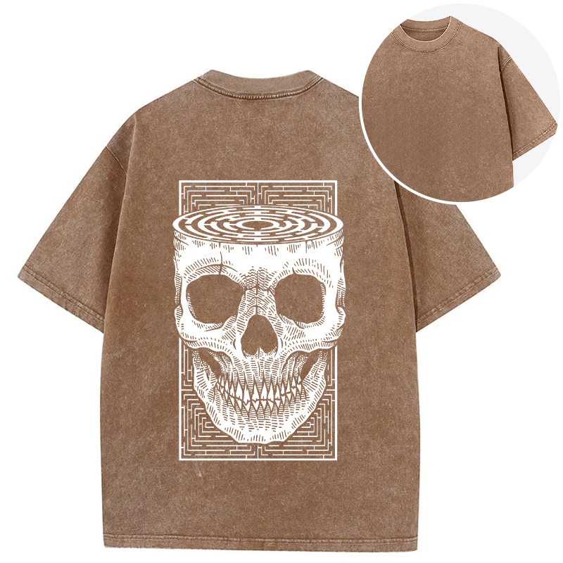 Horror Skull Back Washed T-Shirt
