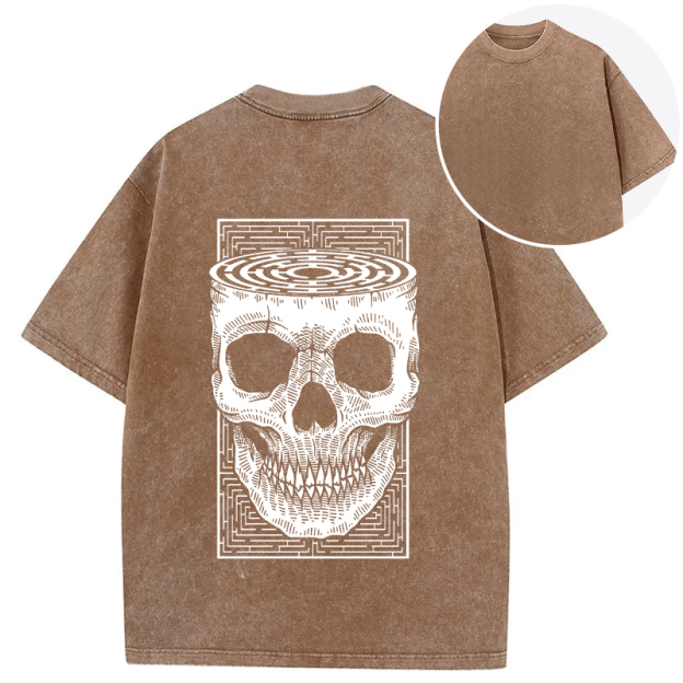 Horror Skull Back Washed T-Shirt