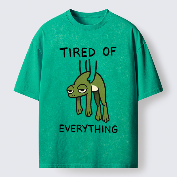 Unisex Tired Of Everything Frog Washed T-Shirt