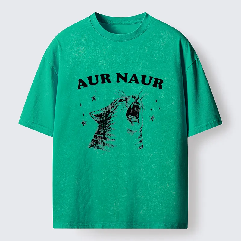Unisex Aur Naur Cat Washed T-Shirt