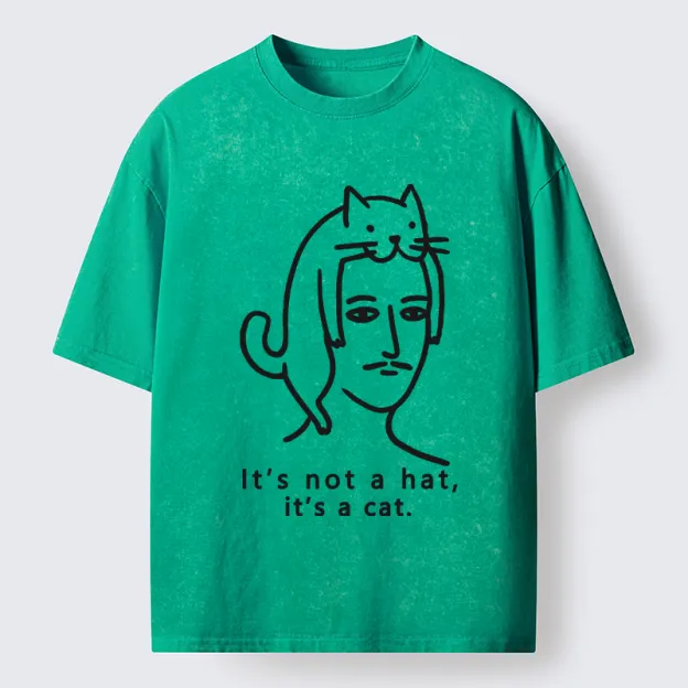 Unisex Not Hat It’s A Cat Washed T-Shirt