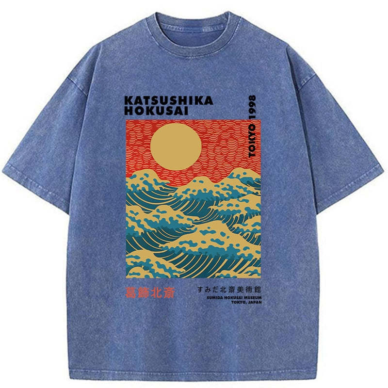 Katsushika Hokusai Washed T-Shirt