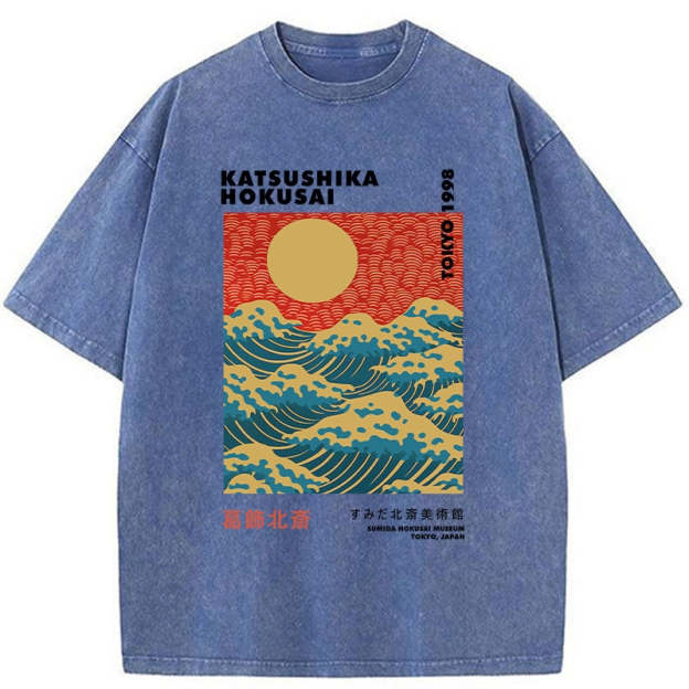 Katsushika Hokusai Washed T-Shirt