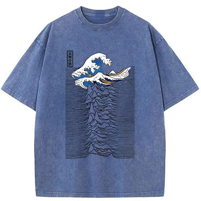 Music And Waves Washed T-Shirt
