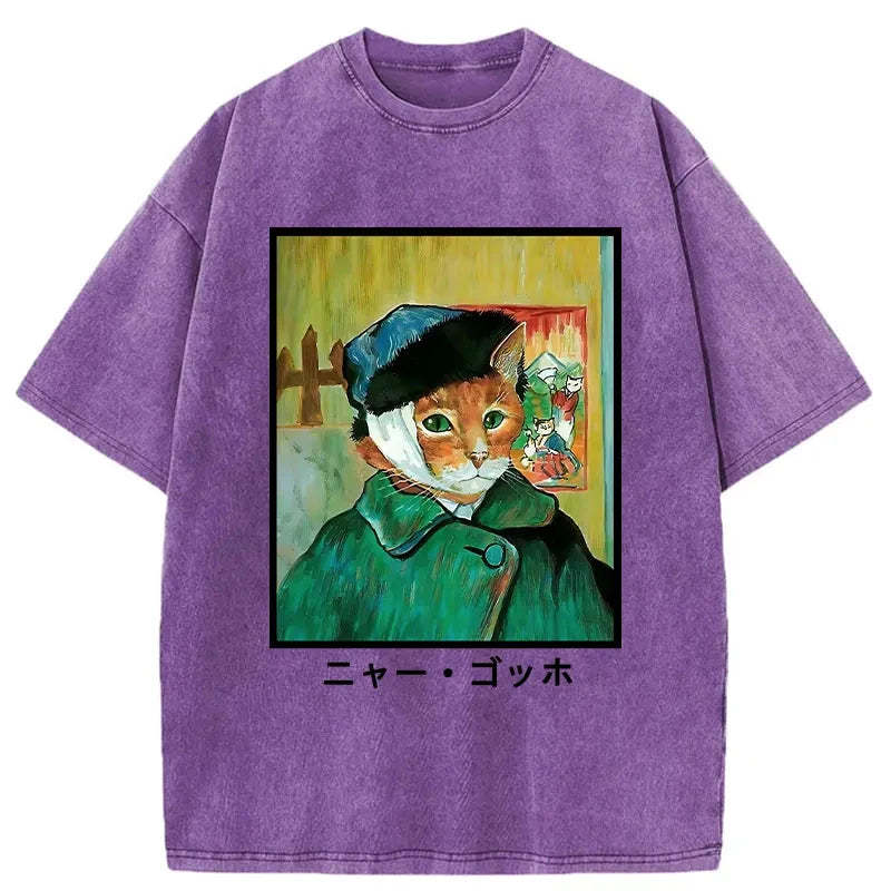 Meow Gogh Washed T-Shirt