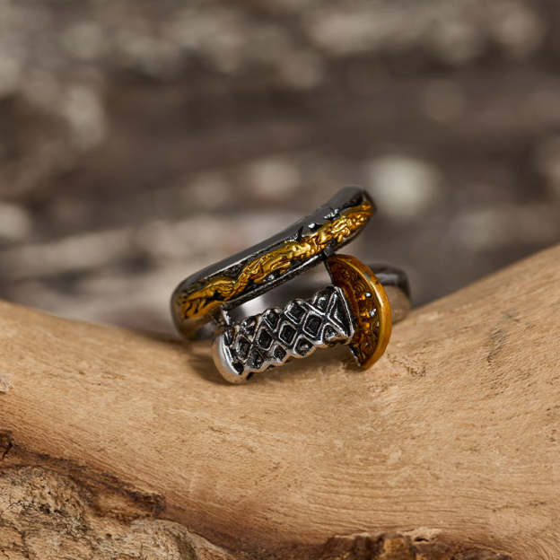 Japanese Samurai Dragon Sword Ring