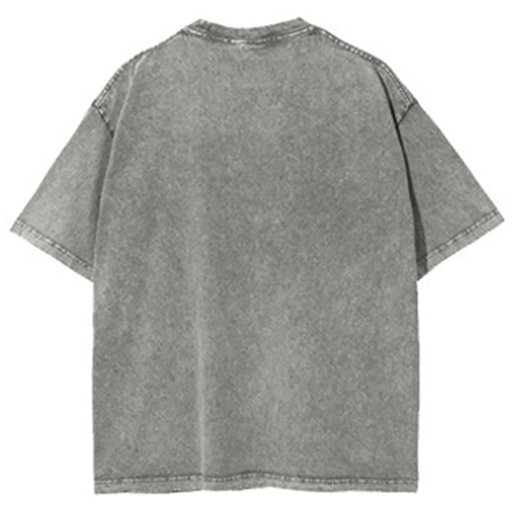 Unisex Japanese Octopus Printed Washed Tee