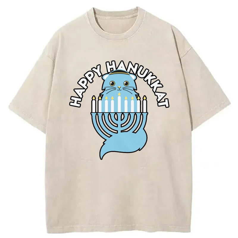 Happy Hanukkat Washed T-Shirt