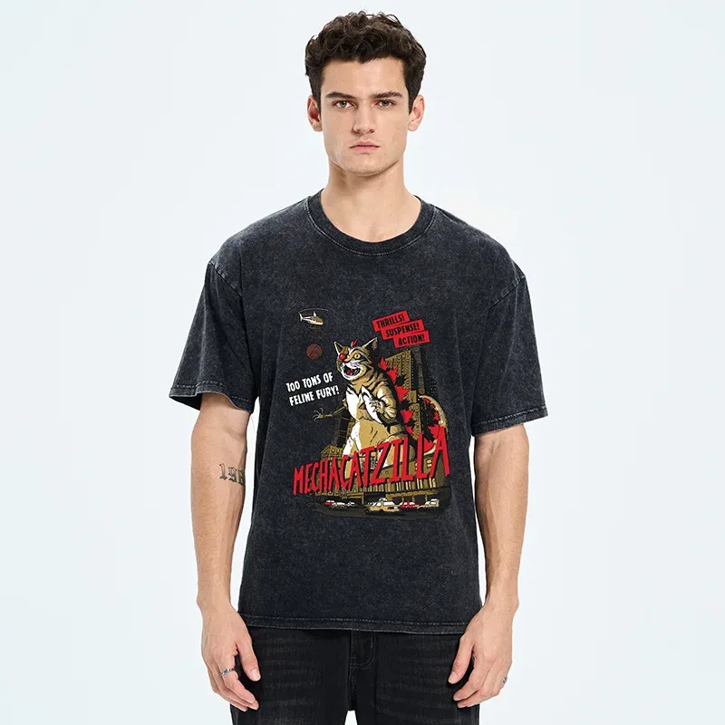 MechaCatzilla Washed T-Shirt