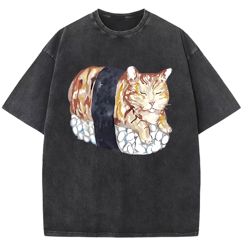  Sushi Cat Washed T-Shirt