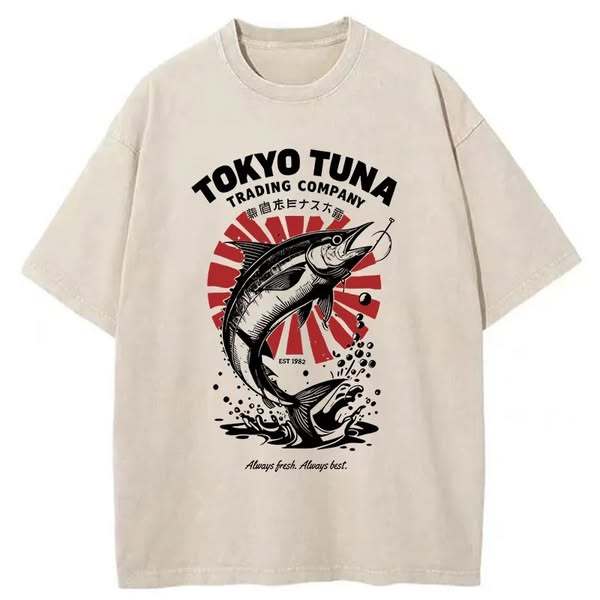 Tokyo Fishing Activities Washed T-Shirt
