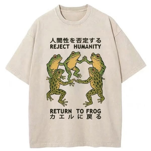 Back To Frog Funny Washed T-Shirt