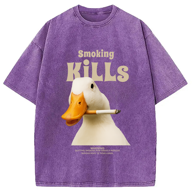 Goose Smoking Funny Meme  Washed T-Shirt