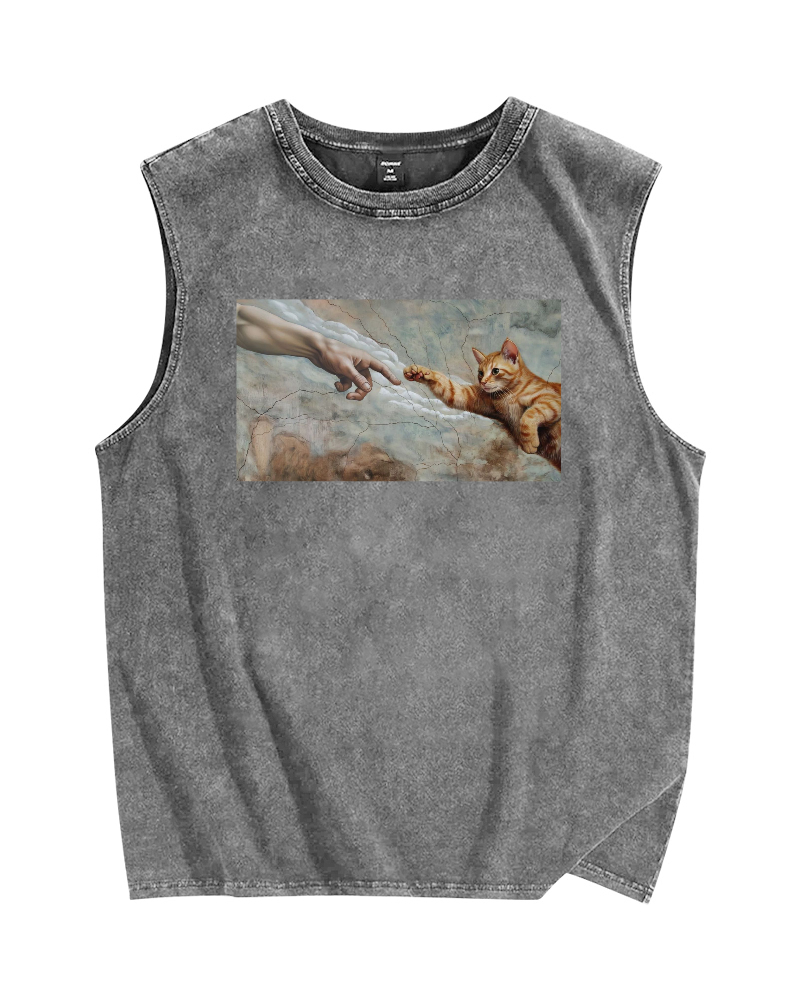 The Creation of Cat Vintage Distressed Washed Tank Top