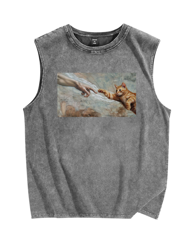 The Creation of Cat Vintage Distressed Washed Tank Top