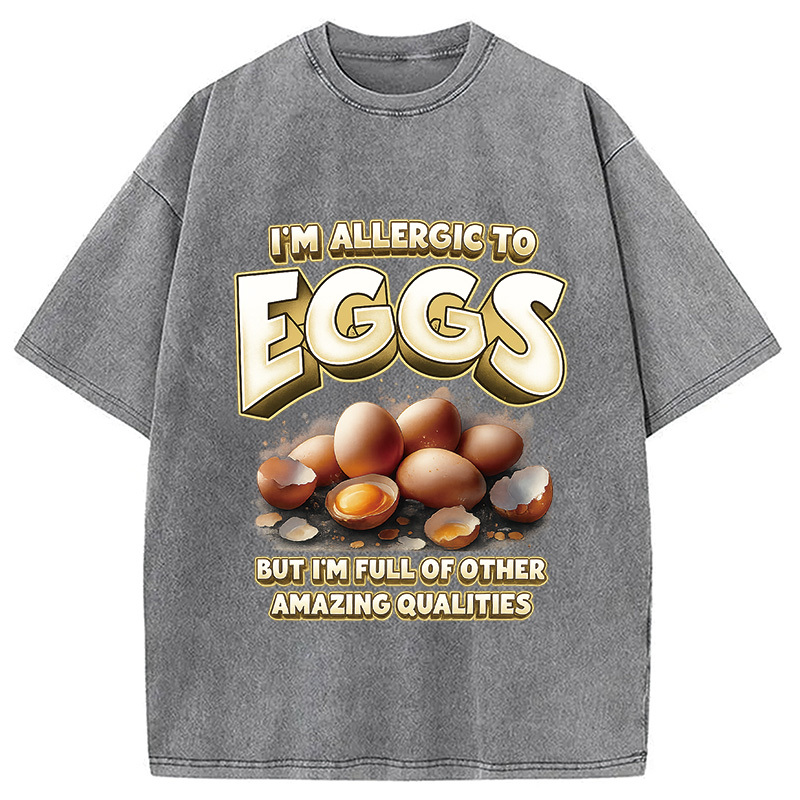Egg Allergy Washed T-Shirt