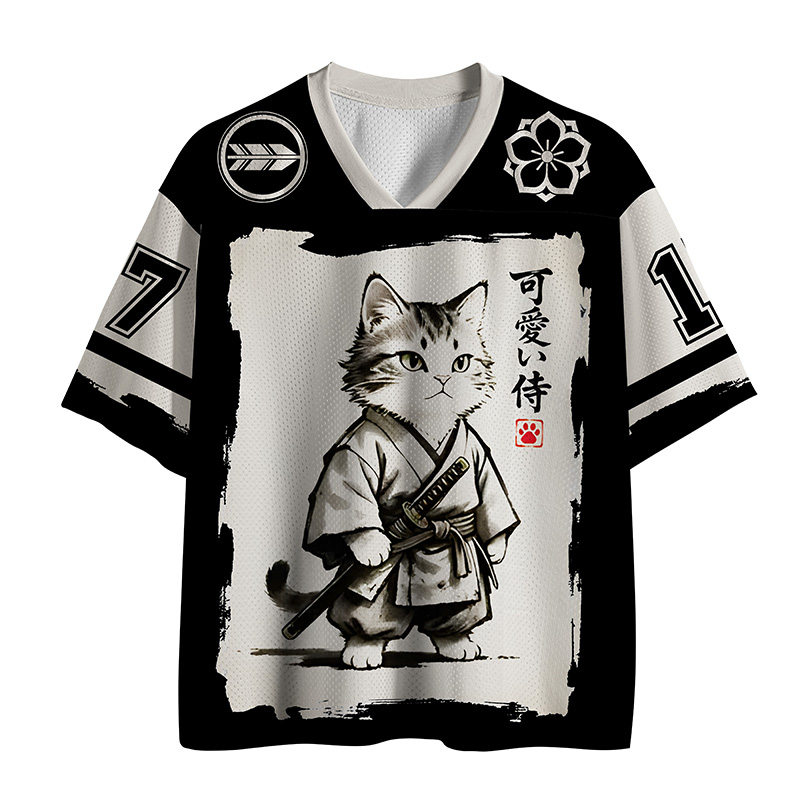 Japanese Samurai Cat Jersey Shirts