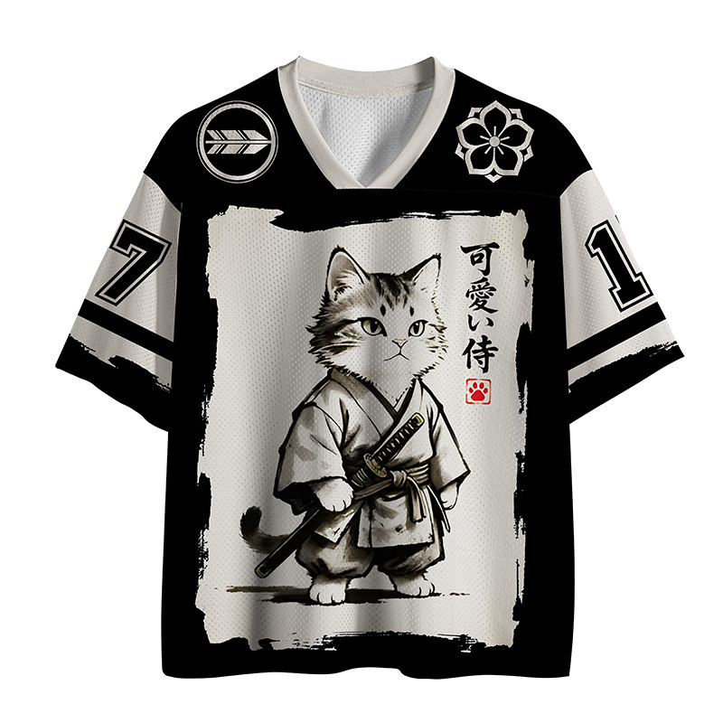Japanese Samurai Cat Jersey Shirts