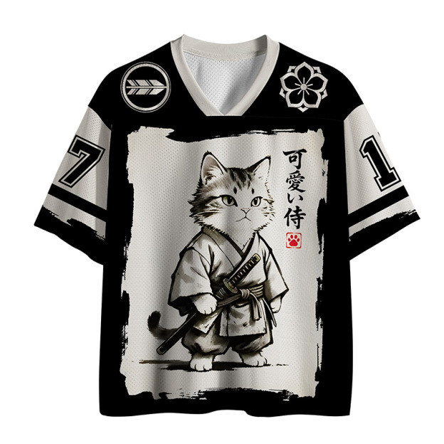 Japanese Samurai Cat Jersey Shirts