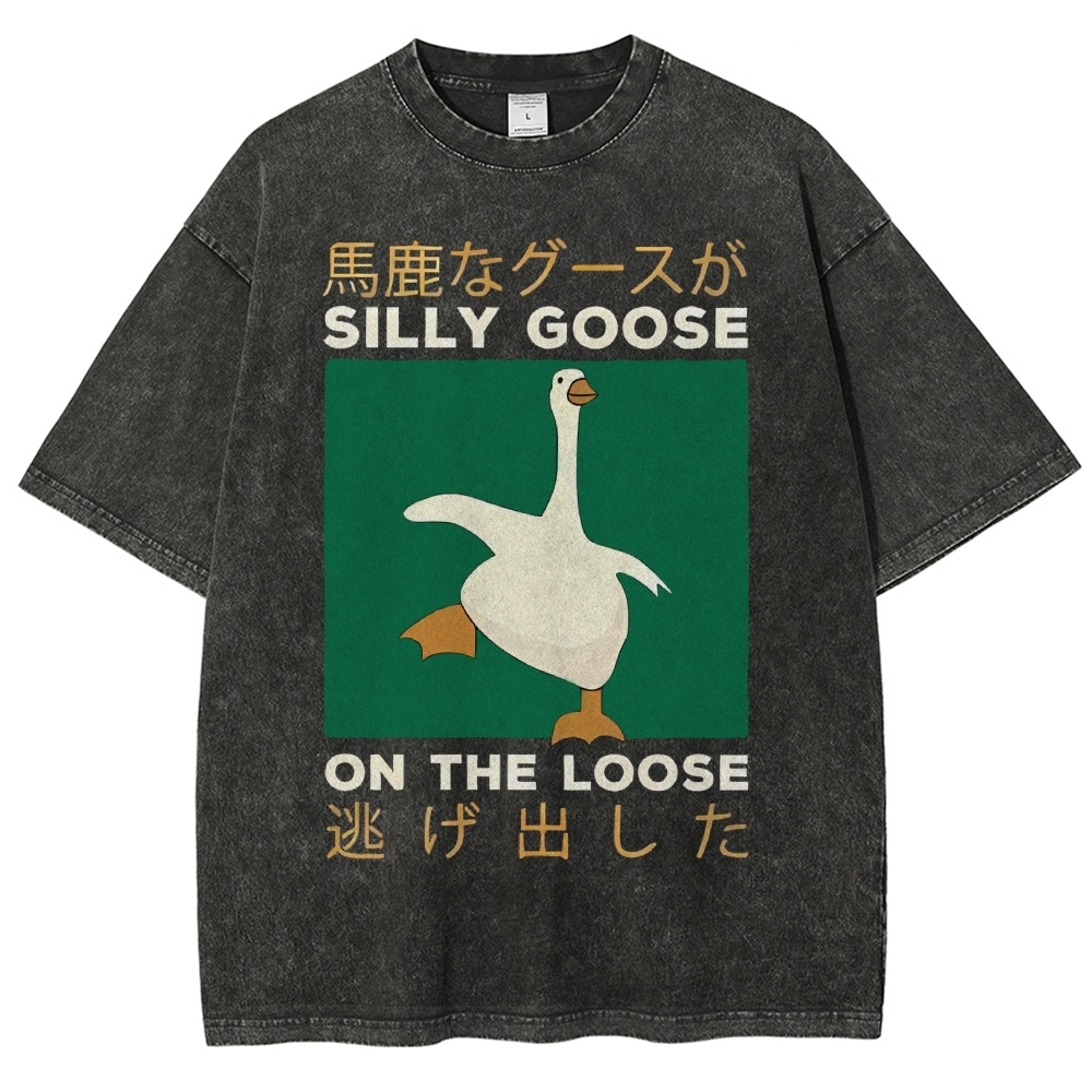 Unisex Loose Printed Washed Tee