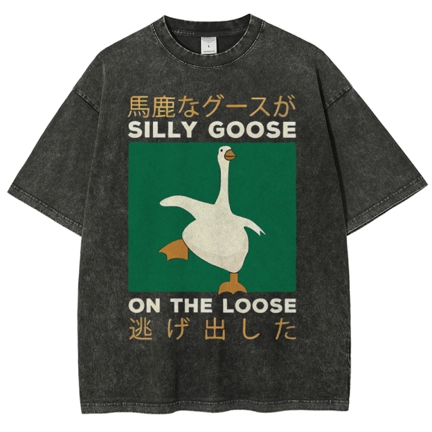 Unisex Loose Printed Washed Tee