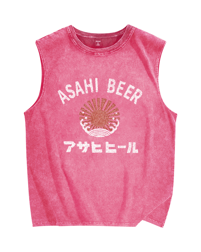 Asahi Beer Wave Vintage Distressed Washed Tank Top