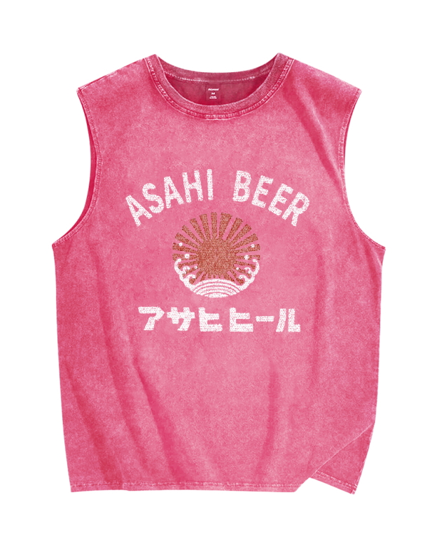 Asahi Beer Wave Vintage Distressed Washed Tank Top