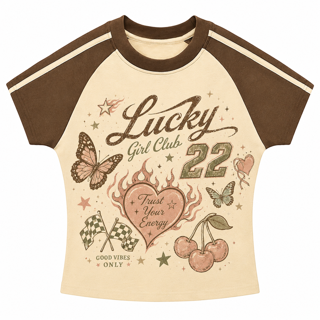 Lucky Girl Club Stripe Raglan Baby Tee