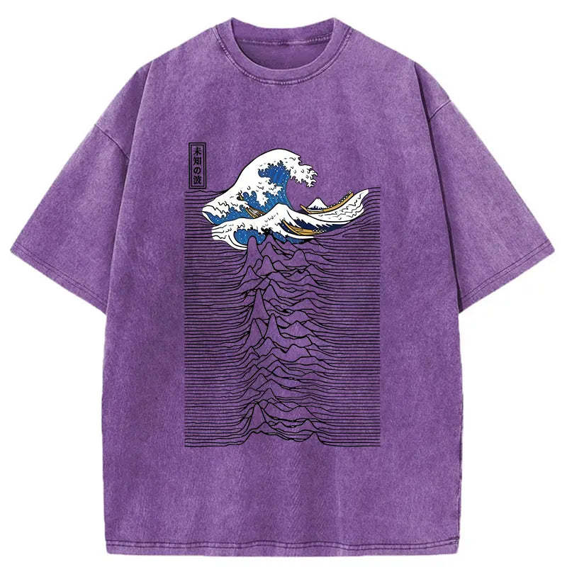 Music And Waves Washed T-Shirt