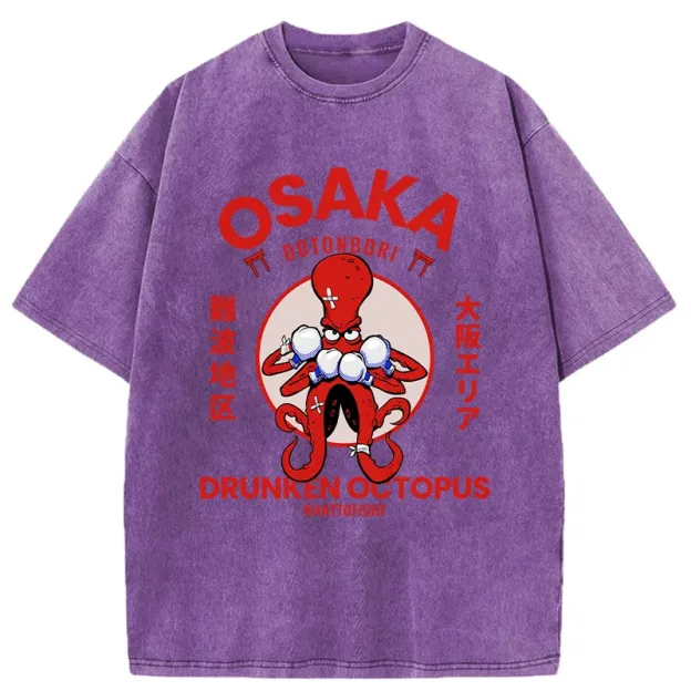 Tokyo-Tiger Osaka Octopus Monster Japan Washed T-Shirt