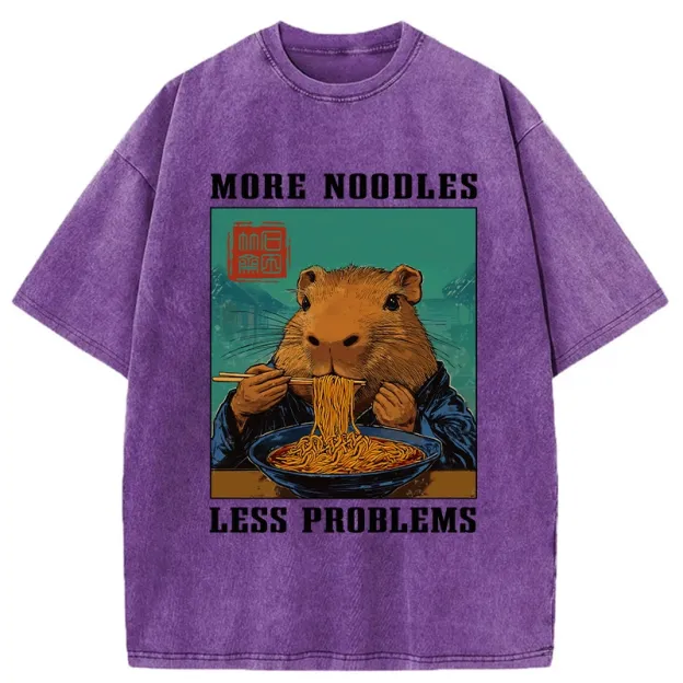 More Noodles Less Problems Washed T-Shirt