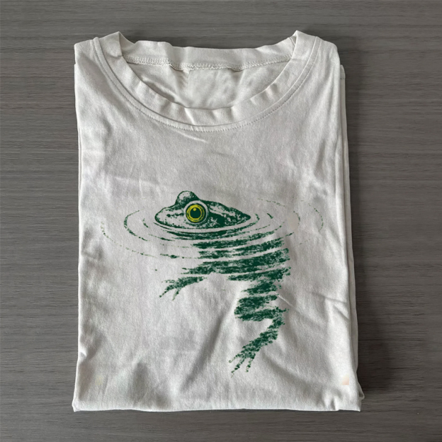 Unisex Classic Cotton Frog Swimming Printed T-shirt